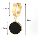 Enamel Circle Hoop Earrings Stainless Steel Plating