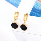 Enamel Circle Hoop Earrings Stainless Steel Plating