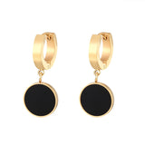 Enamel Circle Hoop Earrings Stainless Steel Plating