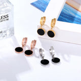 Enamel Circle Hoop Earrings Stainless Steel Plating