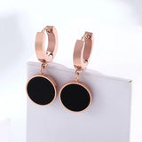 Enamel Circle Hoop Earrings Stainless Steel Plating
