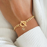 Classic Initial Letter Bracelet Women Pave Zirconia Chain