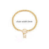 Classic Initial Letter Bracelet Women Pave Zirconia Chain