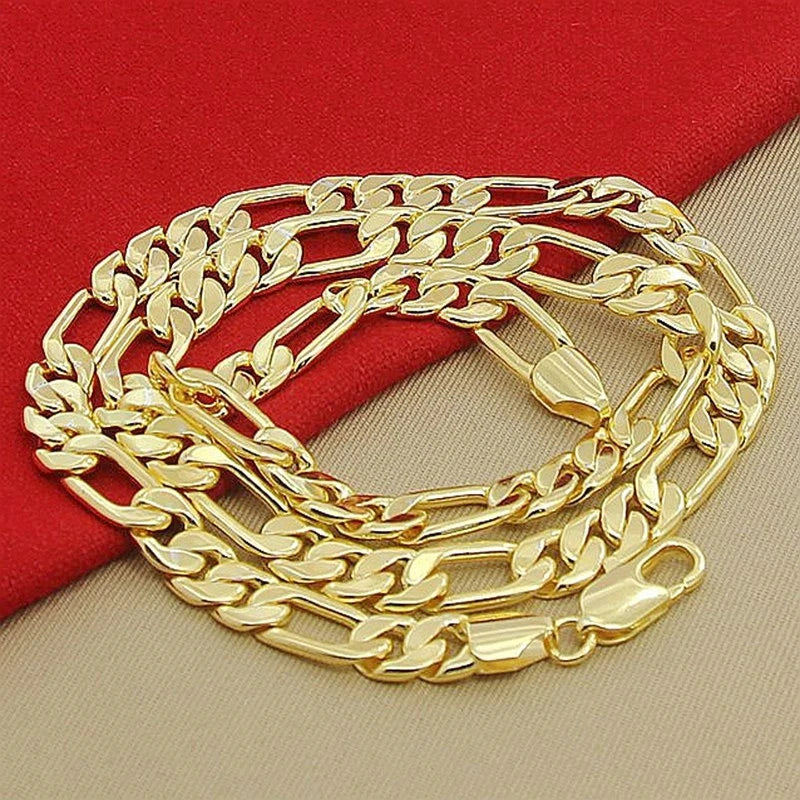 Classic 8MM 18K Plated Silver Necklace for Men Women