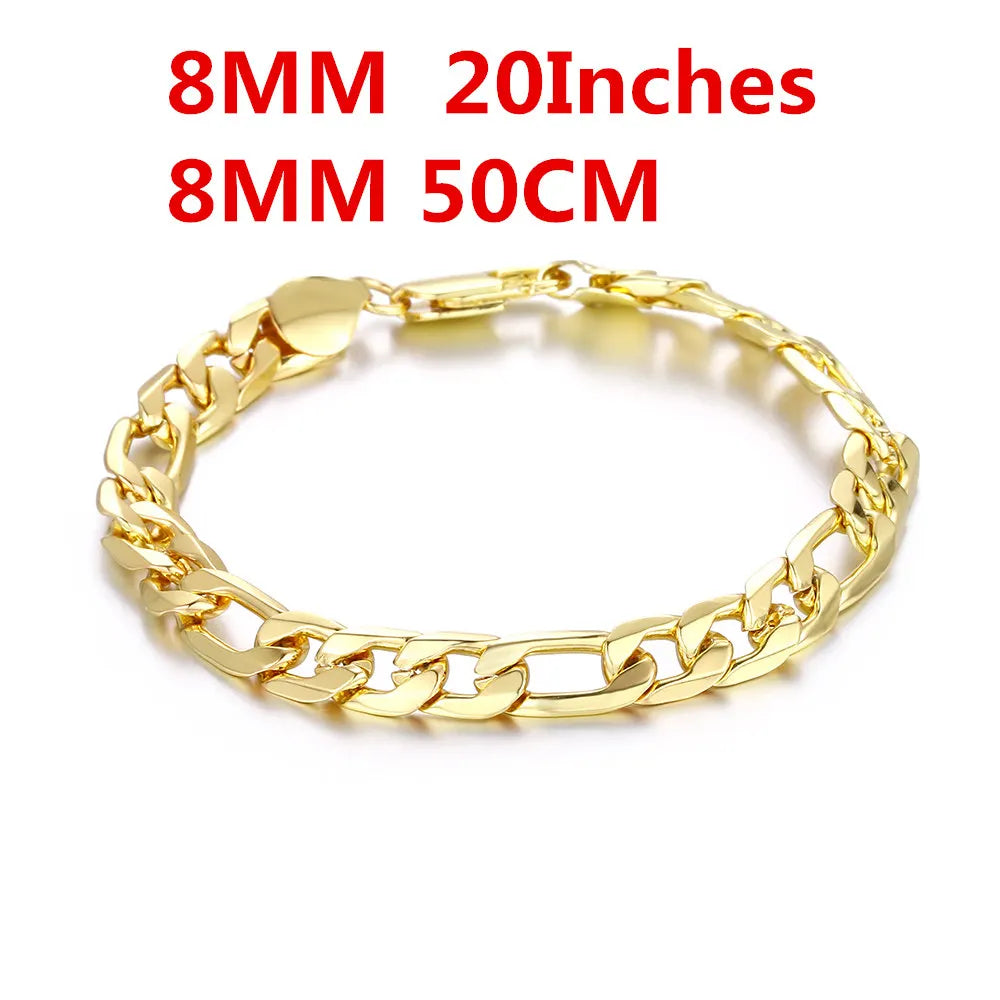 Classic 8MM 18K Plated Silver Necklace for Men Women