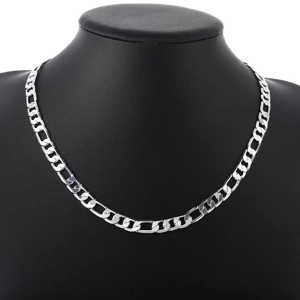 Classic 8MM 18K Plated Silver Necklace for Men Women