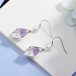 925 Silver Amethyst Shell Earrings for Party Wedding Crystal Jewelry