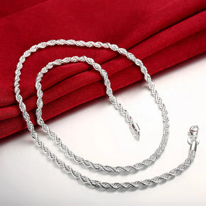 925 Sterling Zilveren Ketting 3MM Touw Ketting 16-24 Inches Mannen Mode Sieraden