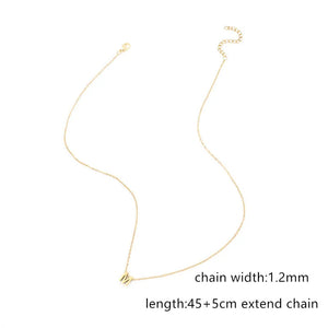Classic A-Z Initial Letter Pendant Necklace Stainless Steel Chain