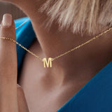 Classic A-Z Initial Letter Pendant Necklace Stainless Steel Chain