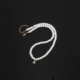 Classic CZ Initial Pendant Necklace with Pearl Bead for Women
