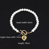 Classic Heart Initial Letter Bracelet Women Toggle Clasps Bead Bracelet