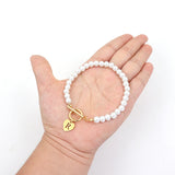 Classic Heart Initial Letter Bracelet Women Toggle Clasps Bead Bracelet