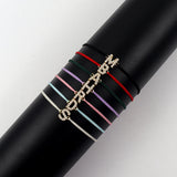 Pave Zirconia Initial Letter Bracelet Adjustable Rope Women