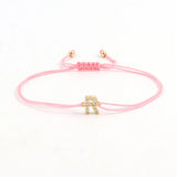 Pave Zirconia Initial Letter Bracelet Adjustable Rope Women
