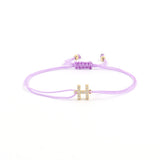 Pave Zirconia Initial Letter Bracelet Adjustable Rope Women
