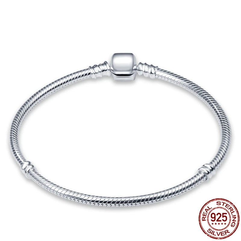 925 Sterling Silver Bracelet for Ladies Beads Charms Women Jewelry