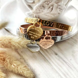 Stainless Steel Bangles with Forever Love Heart Pendant Jewelry