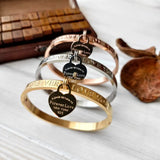 Stainless Steel Bangles with Forever Love Heart Pendant Jewelry