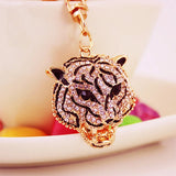 Leopard Head Rhinestone Keychain Animal Series for Car Bag Women