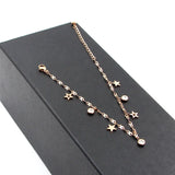 8-Shape 4-Star 3-Crystal Rose Anklet, Titanium Steel Woman Gift