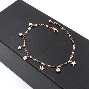 8 Shape Chain Four Stars Three Crystal Woman Anklets
