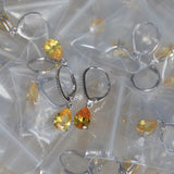925 Sterling Silver Water Drop Stone Earrings Pink Yellow Jewelry