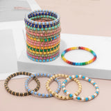 Colorful Enamel Beads Elastic Bracelets Bohemian Rainbow Jewelry