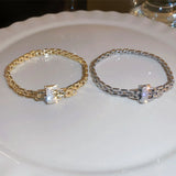 14K Real Zirconia Buckle Bracelet for Women: High-end Texture Pendant Jewelry