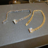 14K Real Zirconia Buckle Bracelet for Women: High-end Texture Pendant Jewelry