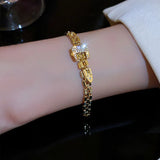 14K Real Zirconia Buckle Bracelet for Women: High-end Texture Pendant Jewelry
