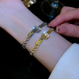 14K Real Zirconia Buckle Bracelet for Women: High-end Texture Pendant Jewelry