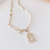 Retro Pearls Necklace Women Charm 14k Plated 3 layers Pendant