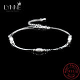 Double Layer Oval Frosted Bead Pendant Anklets 925 Sterling Silver Foot Chain