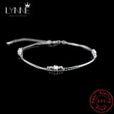 Double Layer Oval Frosted Bead Pendant Anklets 925 Sterling Silver Foot Chain