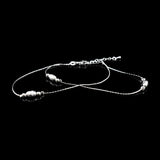 Double Layer Oval Frosted Bead Pendant Anklets 925 Sterling Silver Foot Chain