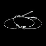Double Layer Oval Frosted Bead Pendant Anklets 925 Sterling Silver Foot Chain