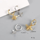 925 Silver Bee Zirconia Hoop Earrings Women