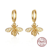 925 Silver Bee Zirconia Hoop Earrings Women