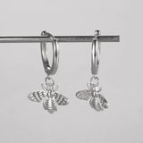 925 Silver Bee Zirconia Hoop Earrings Women