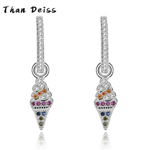 S925 Sterling Silver Diamond Earrings Female Ice Cream Sorbet