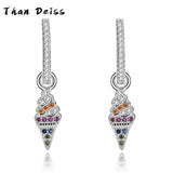 S925 Sterling Silver Diamond Earrings Female Ice Cream Sorbet