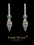 S925 Sterling Silver Diamond Earrings Female Ice Cream Sorbet