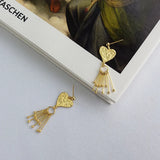 S925 Sterling Silver Long Tassel Earrings Gold-plated Love Design