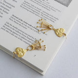 S925 Sterling Silver Long Tassel Earrings Gold-plated Love Design