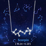 12 Zodiac Constellations 925 Silver Necklaces Women Jewelry Horoscope Gift