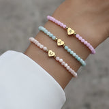 Colorful Bead Bracelet Initial Letter Women Gift