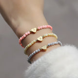 Colorful Bead Bracelet Initial Letter Women Gift