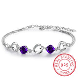 925 Silver Heart Purple Zirconia Bracelet for Women