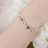 925 Silver Heart Purple Zirconia Bracelet for Women